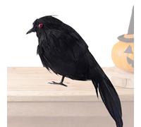 Corbeaux artificiels Halloween, Corbeaux noirs d'Halloween | Corbeau à | plumes noires fait à la main | Accessoires de lumière de de 6.3 pouces, accessoire de corbeau, cicatrice pour fête, cour, arb