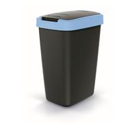 Prosperplast Poubelle Keden Compacta Q – 12 L, couvercle pivotant/rabattable – Noir/bleu clair