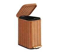 Corbeille à Déchets en Rotin 6 L Poubelle Tissée Artificielle Décorative | Corbeille pour Salle de Bains Boho Pour Buanderie Cuisine Maison Atelier Dortoir Cellier Rouge Marron