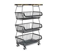 Corbeille à fruits à 4 niveaux avec roulettes pour cuisine et étagère gain de place pour garde-manger 40 x 30 x 72 cm et design Slish