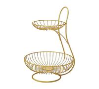 Corbeille À Fruits En Fil Métallique À 2 Niveaux - Support De Rangement De Bonbons En Fer À Deux Niveaux De 36 Cm | Panier De Stockage De Collations, Étagère Métallique Empilable Pour Buffet De Fête D