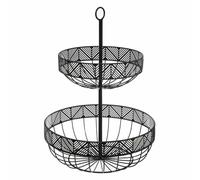 Secret of Gourmet Frutero Métal Deux Niveaux Ø30-22 cm 42 cm Noir