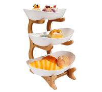 Corbeille à fruits moderne à 3 étages avec support en bambou | Présentoir à fruits - Construction solide - 12 mm d'épaisseur - Pour fruits frais, légumes, collations