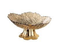 Corbeille à fruits, Pedestal Fruit Bowl Snack Storage Holder, Tabletop Decor, Modern(Transparent Gold)