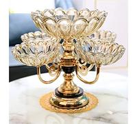 Corbeille à fruits, Porte-fruits， Bols à fruits en verre cristal de style européen, assiette à fruits rouges multicouches, assiette à collation et à bonbons for salon, maison moderne/or/s(Gold_S)