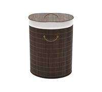 Corbeille à Linge Bambou Ovale Marron Foncé Panier à Linge Pliable 242728