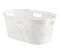 Curver Corbeille à linge Infinity Dots 40 L – Blanc – 58,5 x 38 x 26,5 cm – Plastique recyclé