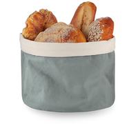 Corbeille à Pain avec Couvercle et Cordon, Ø 25 cm, Sac à Pain 100% Coton, Anti-effondrement, Gris Bleuté