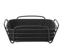 Blomus Corbeille à pain en acier revêtu par pulvérisation et sac en coton Noir Taille L