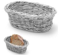 HENDI Corbeille à pain ovale, bac à pain, panier à pain, gris clair, polypropylène, 19 x 12 x 6 cm
