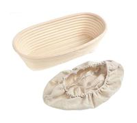 Corbeille à Pain, Panier Ovale en Rotin Naturel Fait Main avec Doublure en Lin, Panier de Fermentation Réutilisable, Kit Boulangerie pour Pain Traditionnel et Présentation (25x15x8,5 cm)
