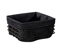 Corbeille à pain Premium Mod. Square - Corbeille métallique élégante avec garniture en coton amovible et lavable - 21 x 21 x 10,5 cm - Série Black Outdoor Kitchen