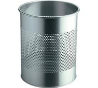 Corbeille à papier ronde perforée professionnelle 15 litres - Argent