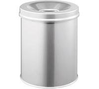 DURABLE Corbeille à papier ronde SAFE 330523 15 L acier argent couvercle anti-feu