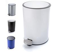 Corbeille à papier en acier inoxydable pour la salle de bains - Petite poubelle en acier inoxydable pour la salle de bains et les toilettes, de couleur blanche