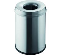 Helit Corbeille à papier en inox H2515400 – Anti-feu, tête d'extinction de flamme – 15 L, argent
