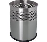 corbeille à papier en inox helit, avec décor perforé, 15 litres, argenté