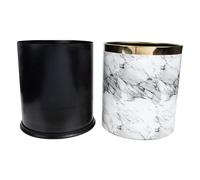Corbeille à Papier Marbrée Ronde en Plastique pour Bureau et Maison | Design Élégant, Base Antidérapante, Nettoyage Facile, Rangement Polyvalent Près du Bureau Meuble