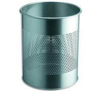Corbeille à papier métal ajourée, 15 litres, Argent, Diamètre 31,5 x Hauteur 26 cm G