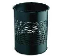 Corbeille à papier métal ajourée, 15 litres, noir, Diamètre 31,5 x Hauteur 26 cm G