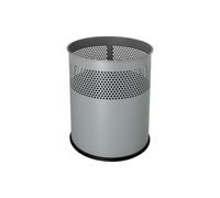 Corbeille à papier ronde en acier pour Professionnel et Bureau 15 litres - Gris
