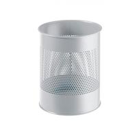 Corbeille à papier ronde perforée professionnelle 15 litres - Gris Clair
