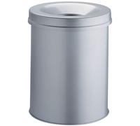 Corbeille à papier Safe ronde grise 450mm métal 30 L