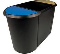 Poubelle de tri triple bac pour tri déchets et papier - Jaune