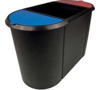 Helit Corbeille à papier Trio-System H6103597 - ovale en PE, 3 compartiments - Bleu