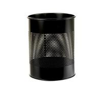 Corbeille à papiers acier perforé finition laqué, 15 litres noir