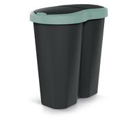 Corbeille Compacta R Duo 40L noir/vert avec deux couvercles - Prosperplast