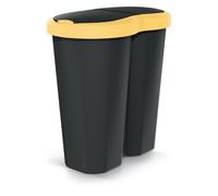 Poubelle Compacta R Duo 40 L - Keden, noir/jaune, 2 couvercles