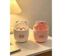 Corbeille de bureau mignonne avec décoration de nœud, mini poubelle de table, seau à ordures portable pour comptoir, couvercle à bascule avec couvercle, pour chambre, dortoir, bureau, coiffeuse, compt