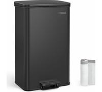 Corbeille de cuisine 40L en acier noir avec couvercle silencieux