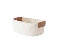 Corbeille de Rangement Tissée Style Ethnique - Organisateur Bureau et pour chambre avec Anses Souples - Panier Rectangulaire Beige 31x31cm(White S)