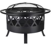 Corbeilles à feu Tavien - Corbeille à feu 3 en 1 avec grille, pare-étincelles & poker - Four de terrasse pour le jardin, BBQ & Outdoor