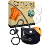 Corde à linge de camping avec ventouse + crochet - 3 m | L'accessoire de voyage parfait et indispensable de voyage | Corde à linge de voyage | Corde à linge | Séchage du linge en sac à dos, extérieur