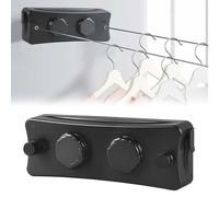 Corde à Linge Extérieur Rétractable, 2 x 5,1 m Acier Inoxydable Fil à Linge | Étendoir à Linge pour Intérieur et Extérieur, Peut Contenir 22 Kg, pour Buanderie Balcon Salle de Bain, noir