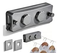 Corde à Linge Rétractable Murale 2 x 5,1 m, Double Fil à Linge en Acier Inoxydable, Charge 20 kg par Corde, Étendoir à Linge Réglable, Étendoir Gain de Place pour Balcon, Salle de Bain, Buanderie et T