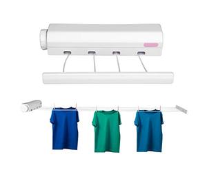 Corde à Linge Rétractable pour Intérieur, Extérieur, Corde à Linge, Cintre Mural Télescopique, Sèche-Linge Flexible en Plastique Solide pour Blanchisserie, Hôtel à Domicile (Quatre Cordes)