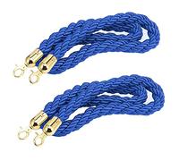 Corde Bleue de contrôle des foules pour Lignes extérieures/Salons commerciaux, Cordes torsadées tressées en Chanvre pour File d'attente de poteaux, Paquet de 2 Cordes de barrière de Poteau de File