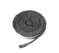 Corde en fibre Corde tressée plate noire for poêle, longueur 2 m, épaisseur mm/3 mm, bande d'étanchéité autocollante en fibre de verre, 1 pièce