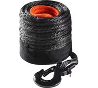 Corde synthétique pour treuil, 3/8 pouce x 85 pieds, 26 500 lb Corde synthétique pour treuil avec gaine de protection + crochet forgé + sangle de traction, universelle pour SUV, gros véhicules tout-te