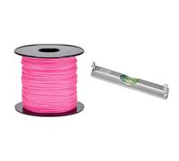 Corde Tressée Polypropylène PP Rose Ø 1.5mm 100 M Flandria 425SR & Stanley 0-42-287 Niveau à Ficelle, Multicolore, 80 mm