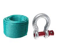 CORDERIES TOURNONAISES 03875 - Corde Polypropylène - 50 m - Haute resistance - Ø 14 mm - Vert & 04719 Manille lyre 2t