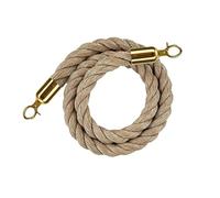 Cordes de barrière de file d'attente pour le contrôle des foules, corde de poteau de file d'attente pour poteaux, barrière de sécurité en corde de chanvre avec boutons-pression polis-Gold||1.7m