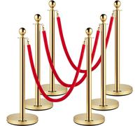 Cordes et poteaux en velours, corde rouge de 1,5 m, poteau en acier inoxydable doré avec boule, barrière rouge pour contrôler les foules, e dans les théâtres, les fêtes, les mariages, les expositions,