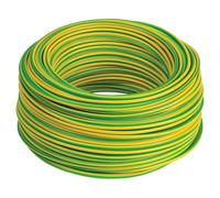 cordon, câble électrique, 25 mètres, 4 mm² mm2, 1 x 4 mm, couleur jaune - vert, câble terre en cuivre, unipolaire, conforme CPR, FS17, pour rénovation système électrique pour maisons et appartements