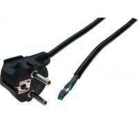 Cordon d'alimentation CEE7 / Fils dénudés noir - 3,0 m