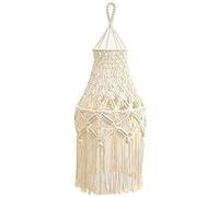 Cordon de coton naturel fait à la main lanterne lustre bohème plafond suspension lampe macramé gland filet poisson capteur rêves tenture murale décorer for escalier couloir salon - 80x30 cm